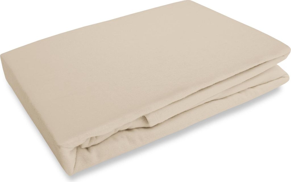 Bettlaken, Flanell-Spannbettlaken 140x200 Hellbeige
