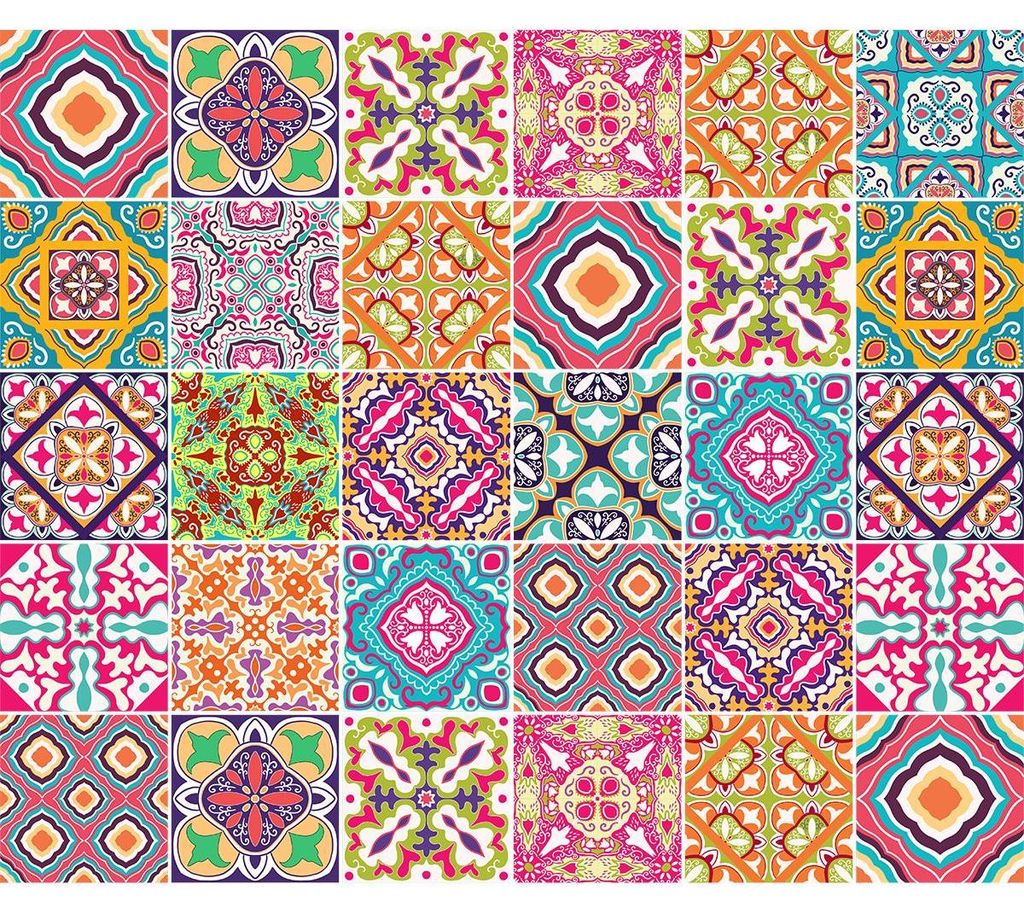 Selbstklebende Fliesenaufkleber für Küche und Bad – 30 Zementfliesenaufkleber, Azulejos Adelma – 30 Aufkleber, 15 x 15 cm