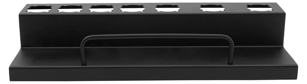 Support sèche-cheveux inox noir 7 fentes - Charge 10kg pour salle de bain