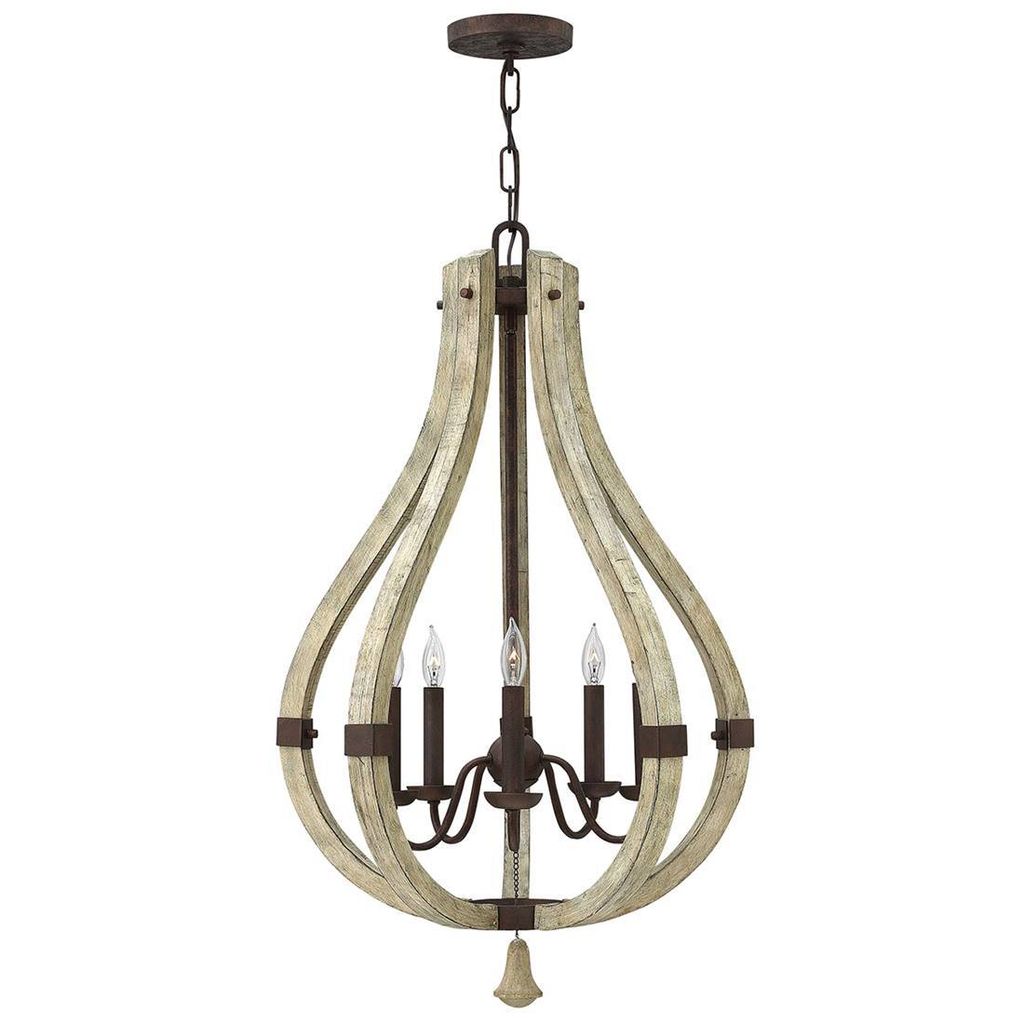 Żyrandol Middlefield rdzawe żelazo 5xE14x60W drewno Zdjęcie produktu 