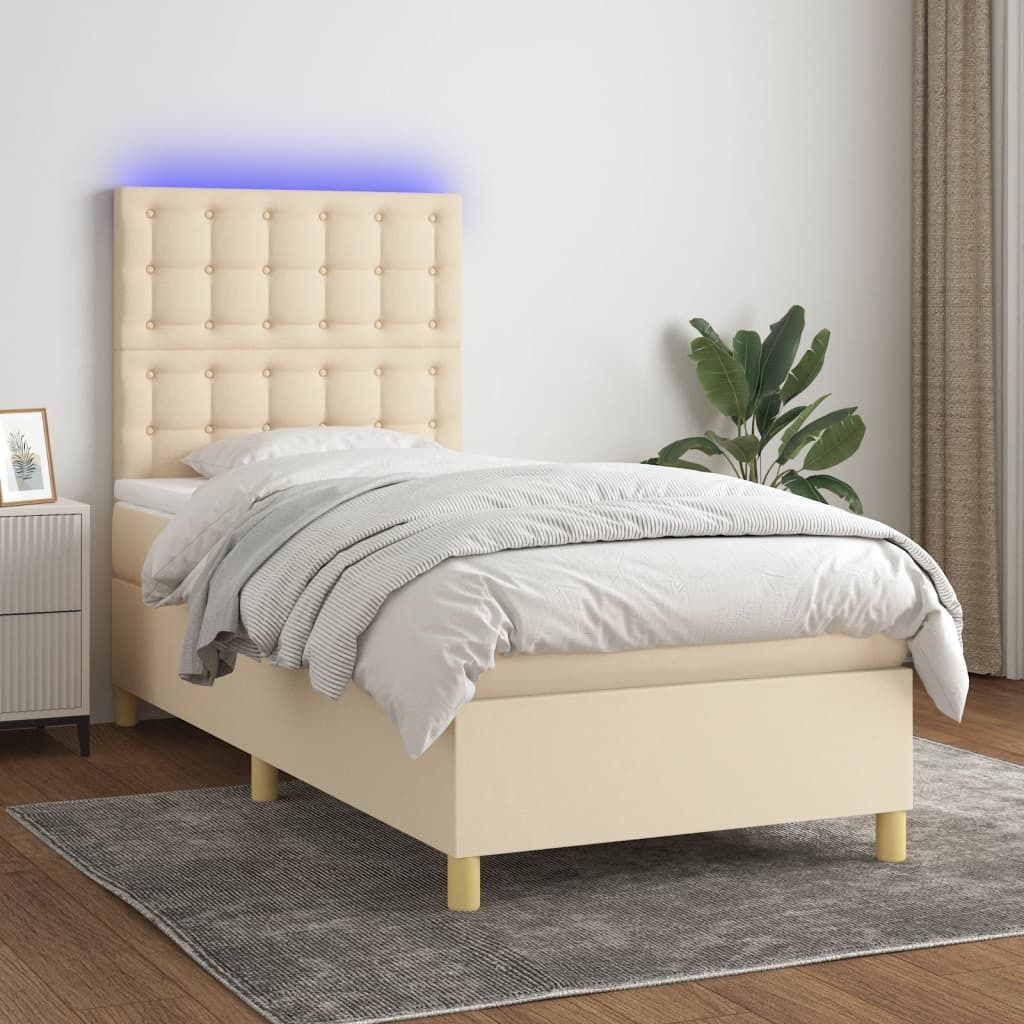 Maison Exclusive - Boxspringbett mit Matratze & LED Creme 80x200 cm Stoff