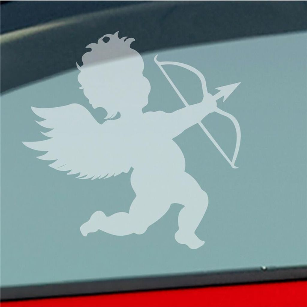 Auto Aufkleber Amor Liebesbote Liebe Love Glück Vale 10x10 cm Milchglas Sticker Heckscheibenaufkleber