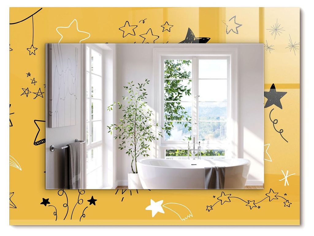 Zeichnungen von verschiedenen Sternen – Rechteckiger Spiegel mit Druck 80x60 cm – Modern - Dekorativ für die Wand