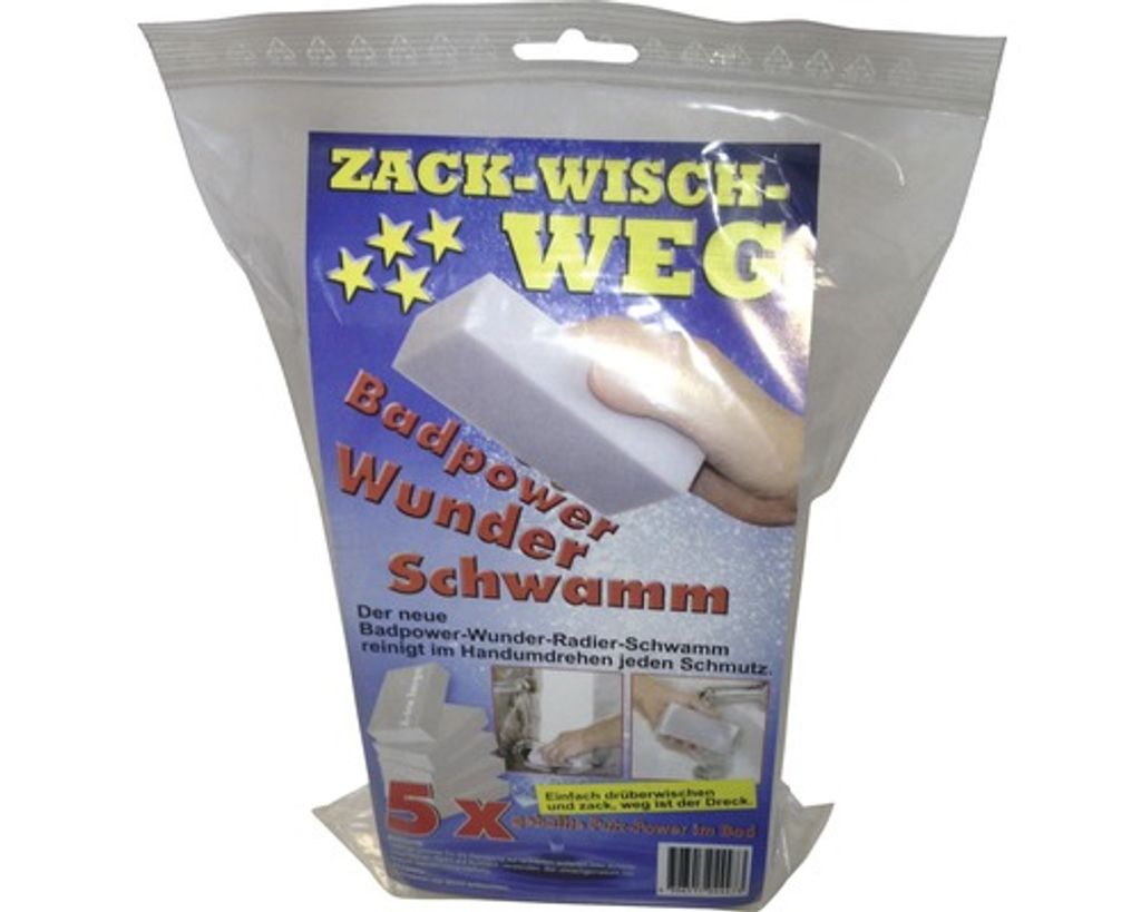 Reinigungsschwamm 5er-Pack, 120x65x30 mm, für hartnäckige Badezimmerflecken, chemikalienfrei