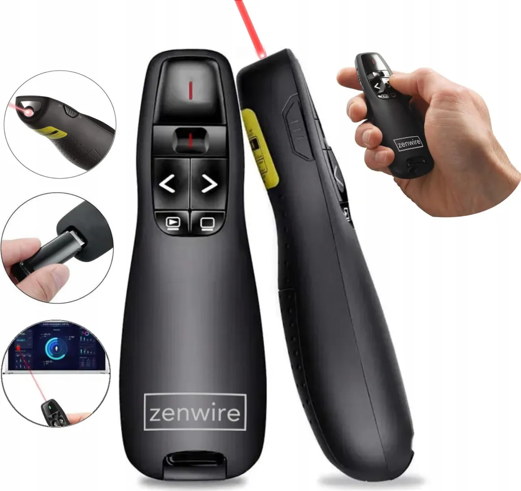 Pointeur laser pour diaporamas et conférences sans fil USB noir 2,4G