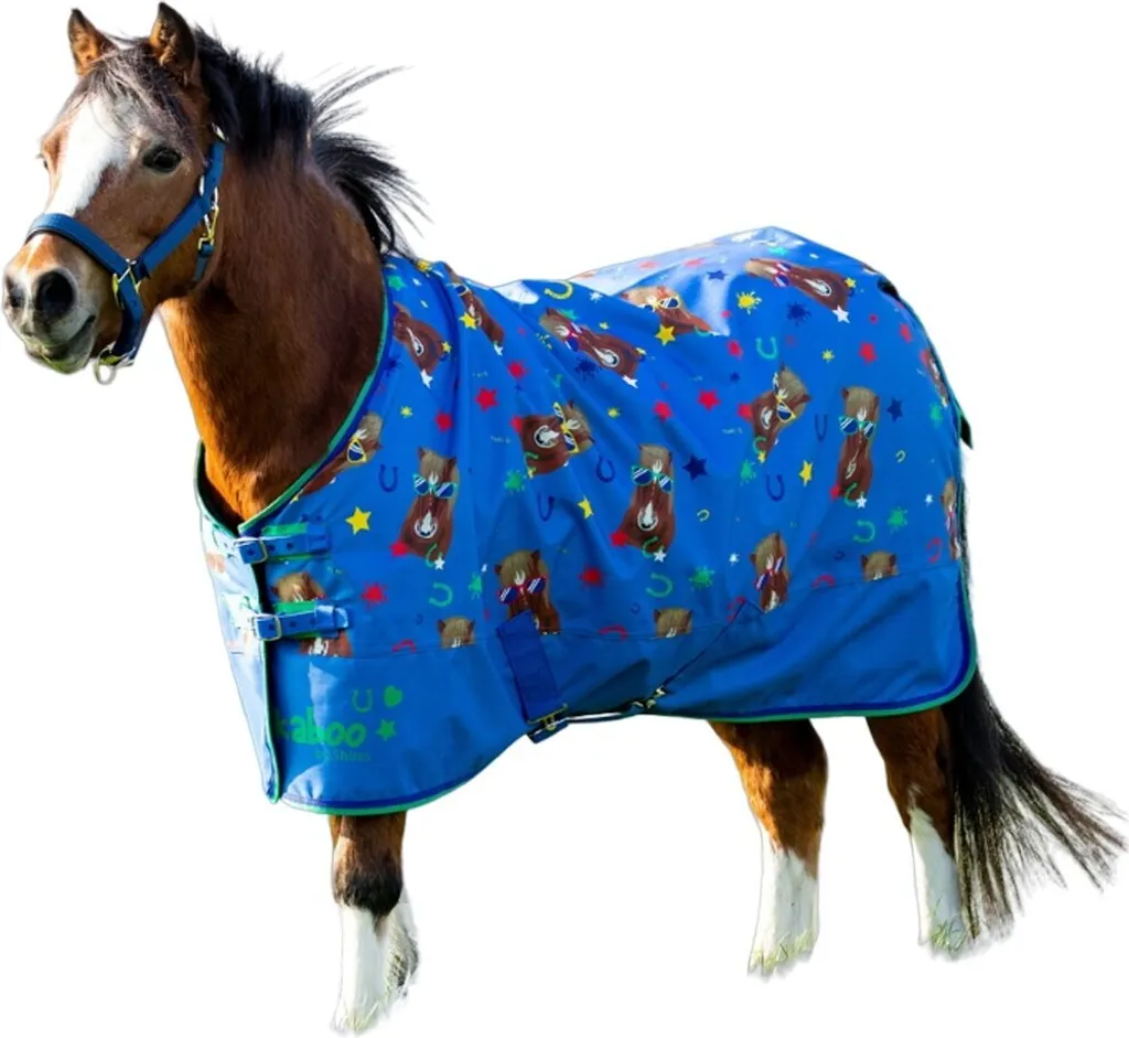 Couverture poney anti-frottement Tikaboo bleue 107cm Cool Shetland