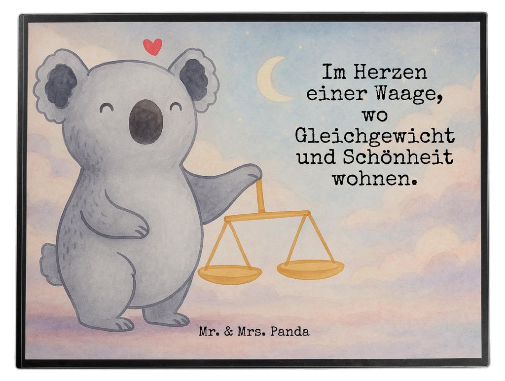 Mr. & Mrs. Panda schreibtischunterlage Waage Astrologie Design - Weiß - Geschenk, Geburtstagsgeschenk, Sternzeichen, schreibauflage, Tierkreiszeic...