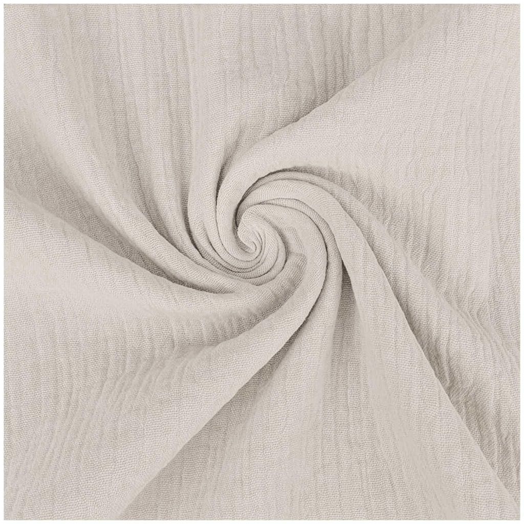 Musselin Stoff extra breit 280 cm in Ecru – Double Gauze Baumwollstoff Meterware für Bettwäsche und Gardinen.