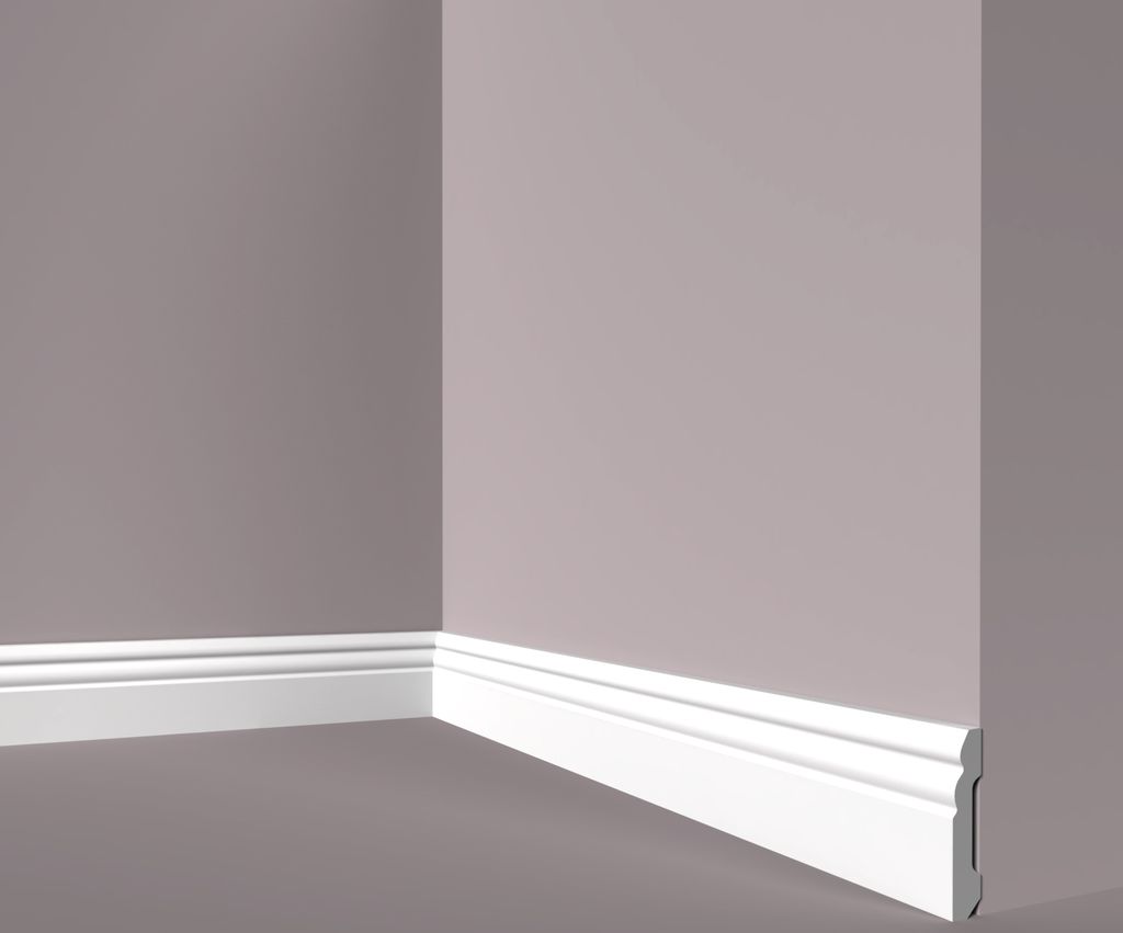 PROVISTON Sockelleiste Berliner Profil Kunststoff Weiß 16 x 60 x 2000 mm