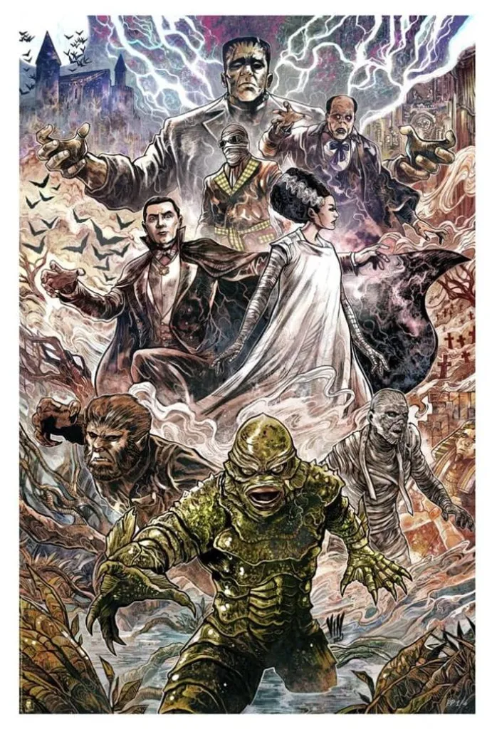 Affiche Universal Monsters par Vincenzo Riccardi - Art 61 x 41 cm