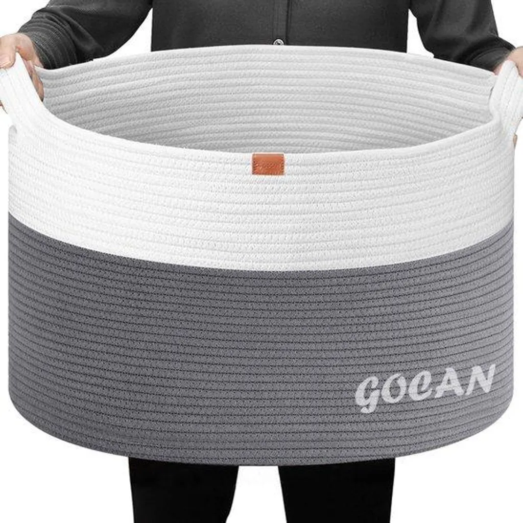Panier à Linge Grande Capacité XXXL Gris avec Poignées de Transport 55cm