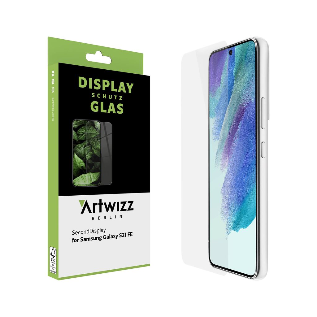 ARTWIZZ SecondDisplay für Samsung Galaxy S21 FE - Displayschutz aus Sicherheitsglas mit 9H Härte - Hüllenfreundlich