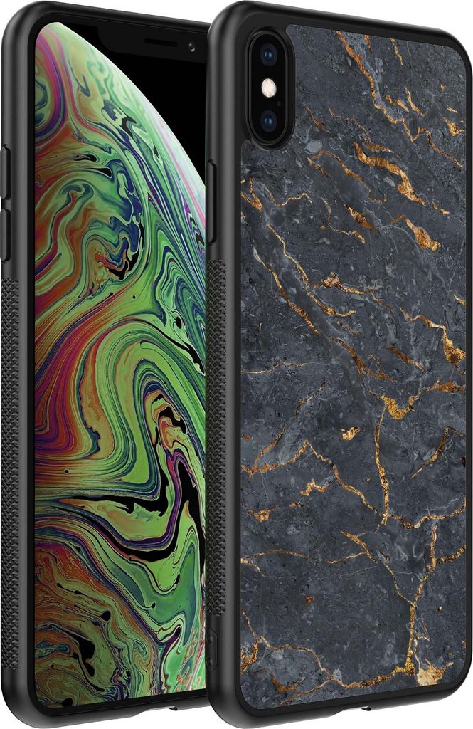 Smartphonica Handyhülle für iPhone X/Xs mit Marmordruck - TPU-Hülle mit Marmordesign - Gold Grau