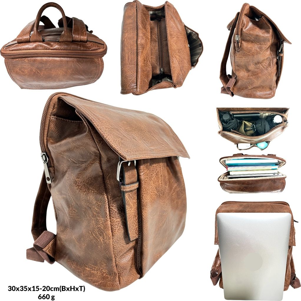 Rucksack Herren Damen Backpack Laptop Schulrucksack Arbeit Schule Freizeit Sport Reise Wandern Urlaub Arbeitstasche Reisetasche Business Tasche Braun