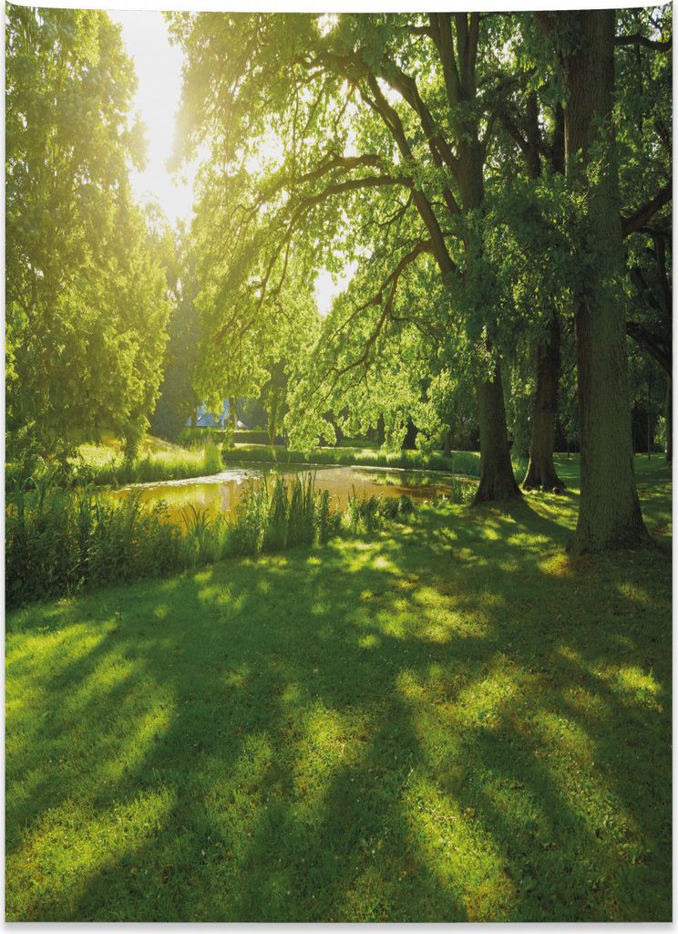 Abakuhaus Landschaft Wandteppich, Sommerpark Hamburg aus Weiches Mikrofaser Stoff Kein Verblassen Klare Farben Waschbar, 110 x 150 cm, Grün