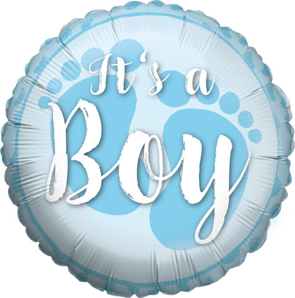 Folienballon „It’s a Boy“ mit blauen Fußabdrücken, Produktbild 