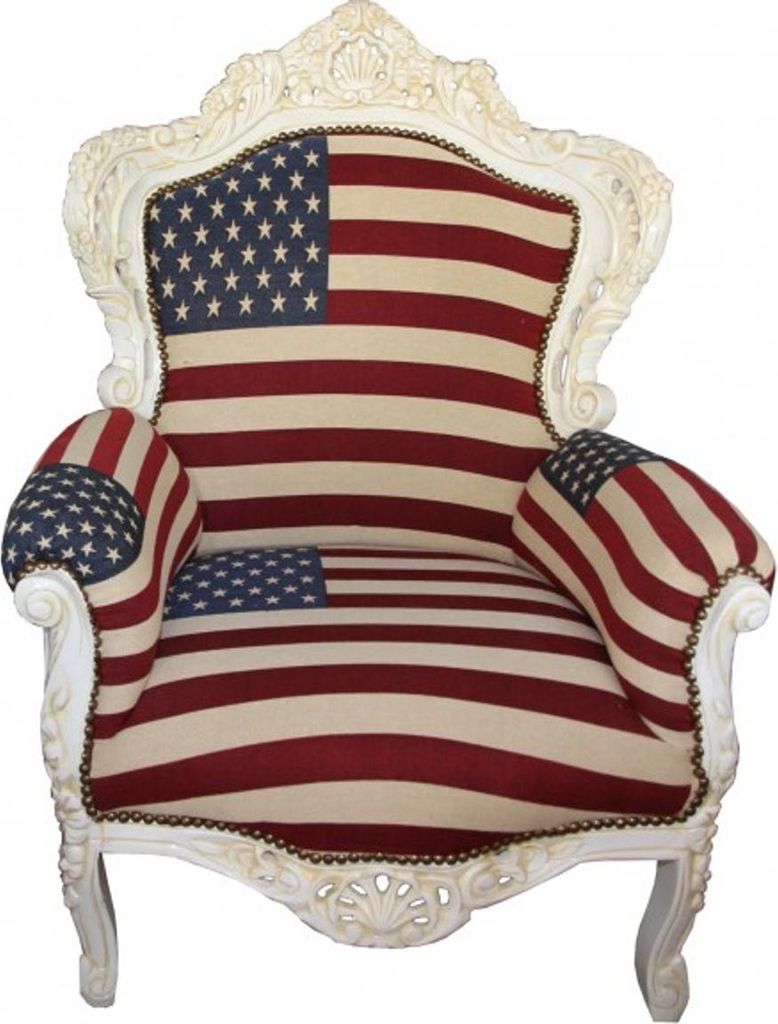 Casa Padrino Barock Sessel King USA Design / Creme 85 x 85 x H. 120 cm - USA Barock Sessel