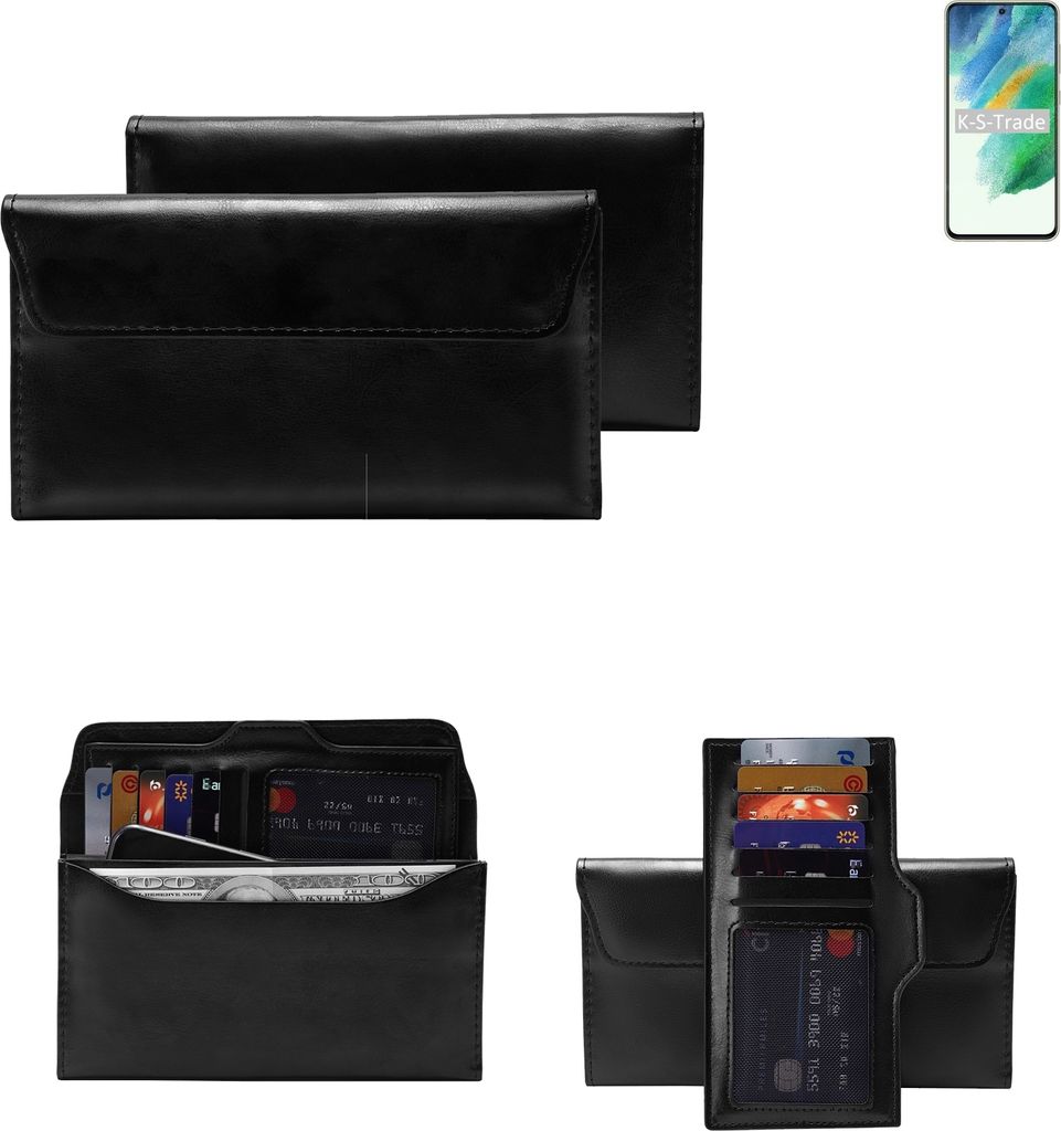 K-S-Trade Handy Hülle kompatibel mit Samsung Galaxy S21 FE Exynos Schutz Hülle Tasche Schutz Case Handytasche Kunstleder schwarz, 1x