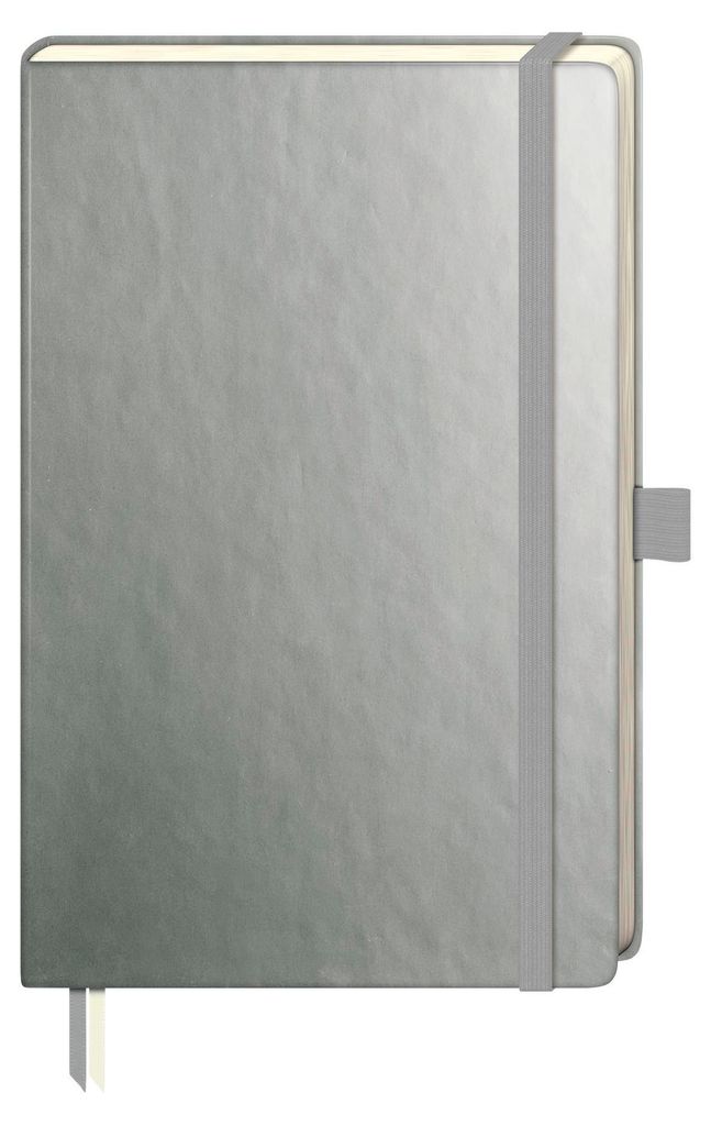 Brunnen Notizbuch Kompagnon A5 punktiert Gummizug silber Produktbild 