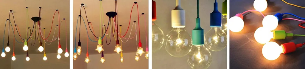Lampe Suspension Multicolore Design Moderne avec 6 Points de Lumière - 4