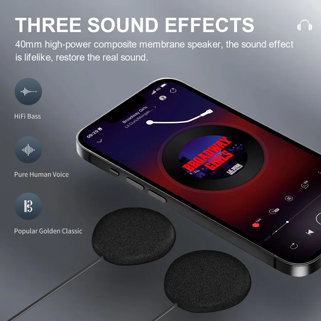 Kit Communication Casque Moto Bluetooth - 1000m, Étanche IP67, FM - 4