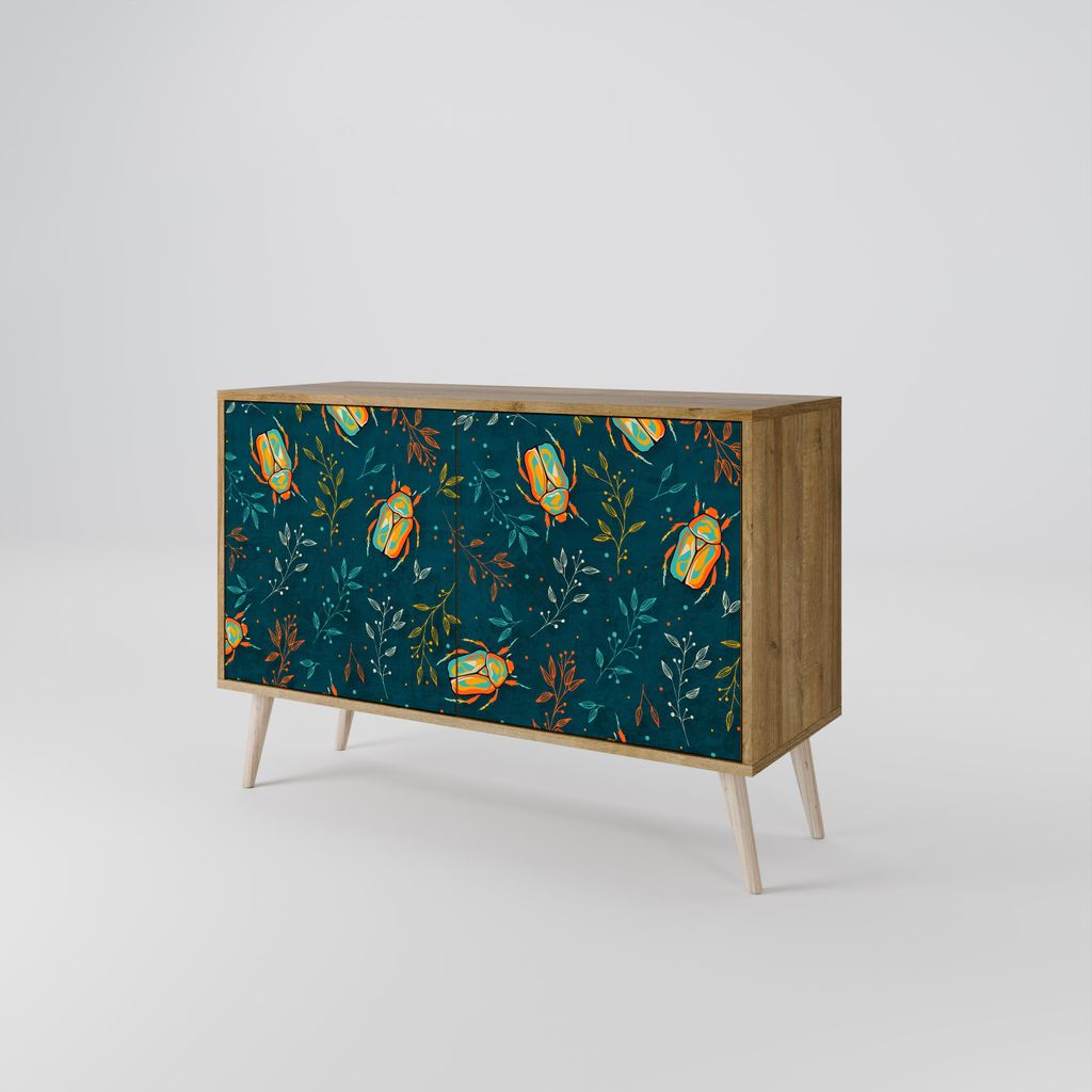 Spacerebels Kommode mit 2 Türen - Sideboard Komodenschrank - Highboard - Kleiderschrank Möbel - Wohnzimmer Schlafzimmer - 57,5×111×42 (HxBxT)