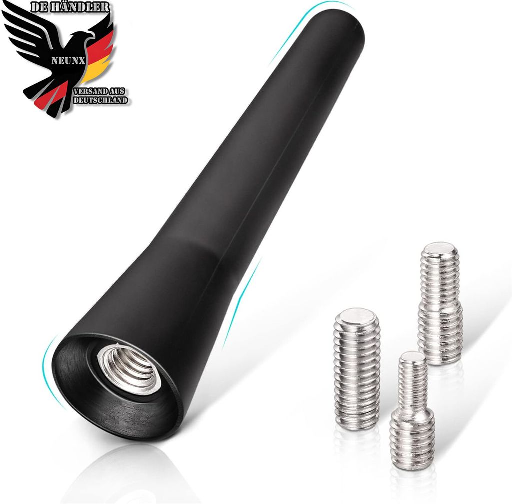 6,5cm Autoantenne Kurz Stab Stabantenne Dachantenne Universal Alu TPU Antenne Auto KFZ Dach 16V AM FM DAB Radio mit 3 Adapter M4 M5 M6 Gewinde