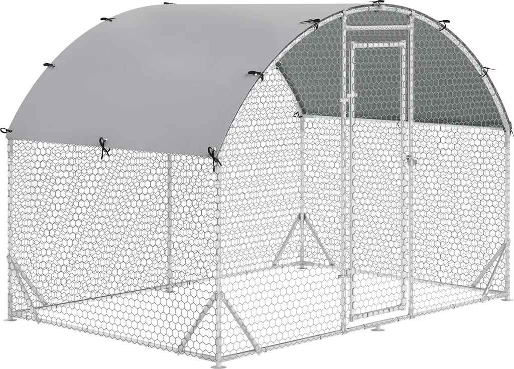 Poulailler grillagé avec toit anti-UV et porte verrouillable en acier