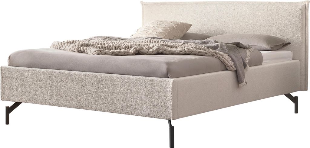 HASENA Polsterbett Marla Füße anthracit Bouclestoff ivory 140x200