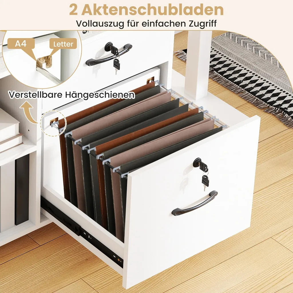 Support imprimante blanc caisson de rangement mobile pour bureau - 6