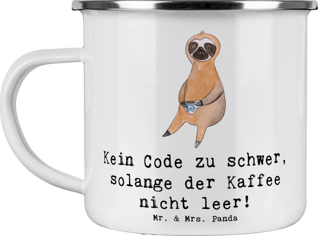Mr. & Mrs. Panda Emaille Tasse Code und Kaffee - Weiß - Geschenk, Geschenke mit Herz, handgefertigte, Teetasse, Kaffeepott, Programmierung, Softwa...