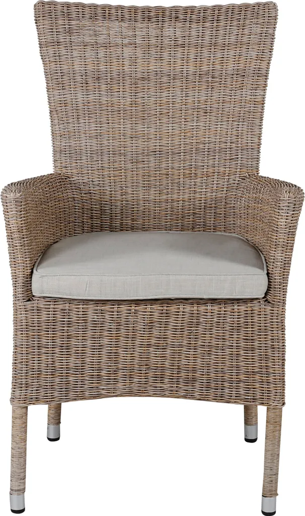Chaise de jardin confortable Toscana avec coussin beige anti-UV durable