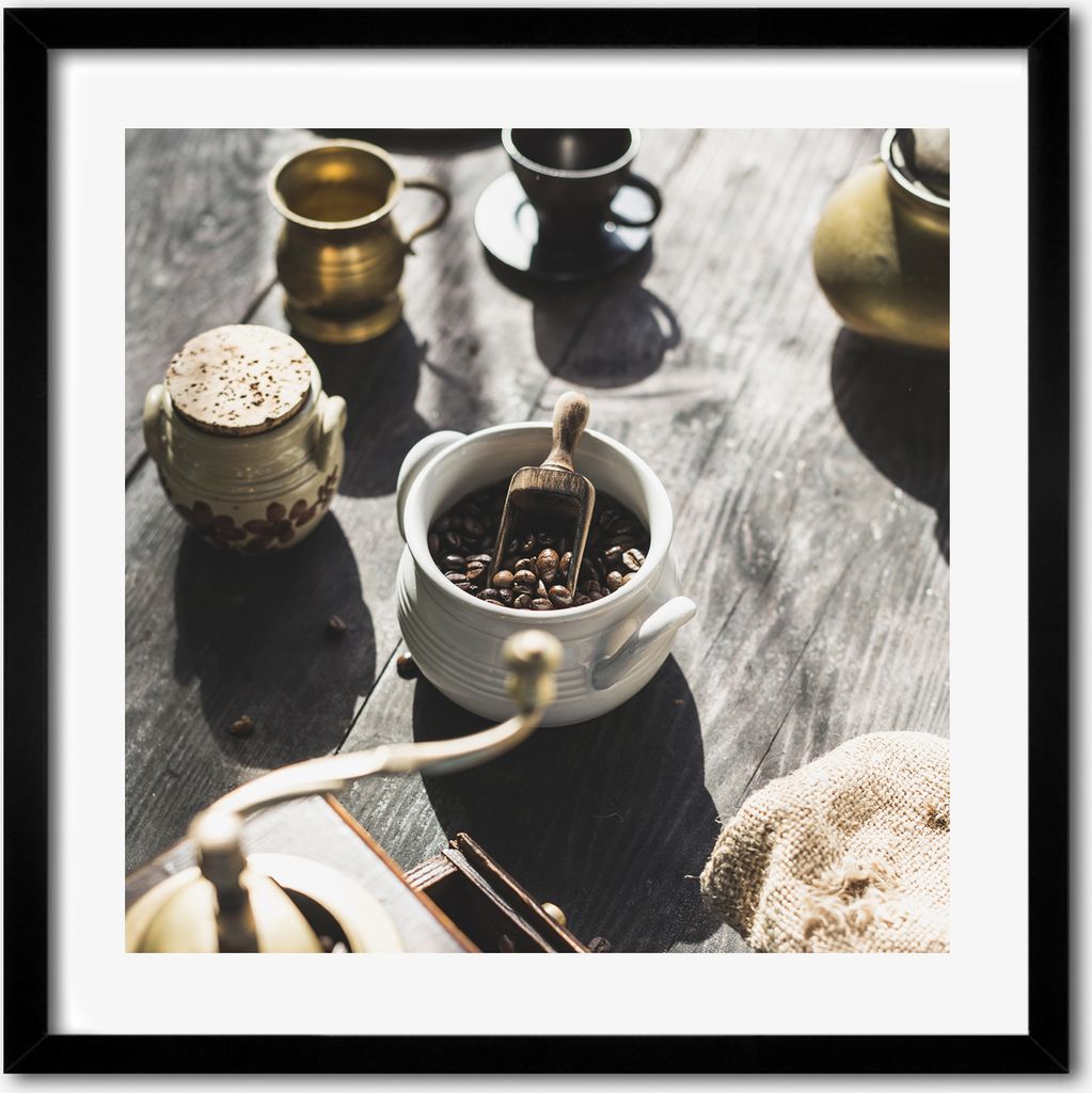 Bild - 50 cm x 50 cm - MDF - Rahmen, Wandkunst - Kaffeemühle
