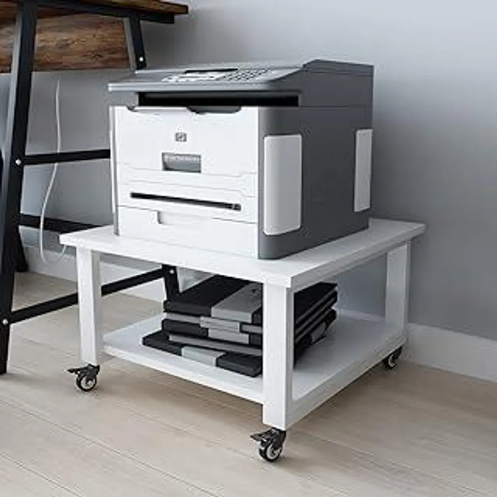 Carrello Porta Stampante PUNCIA 2 Livelli 50x50 cm - Portata 70kg Bianco