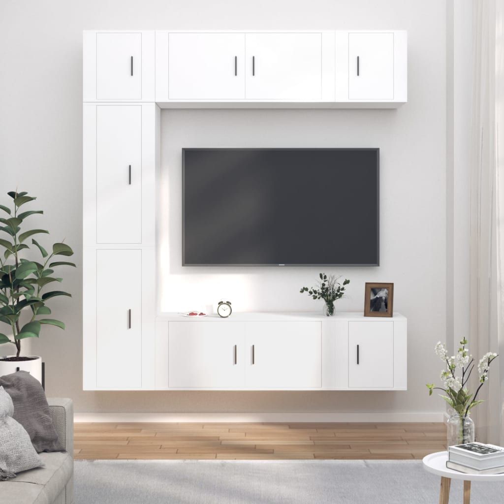 7-tlg. TV-Schrank-Set Weiß Holzwerkstoff , TV-Schränke Design 2024