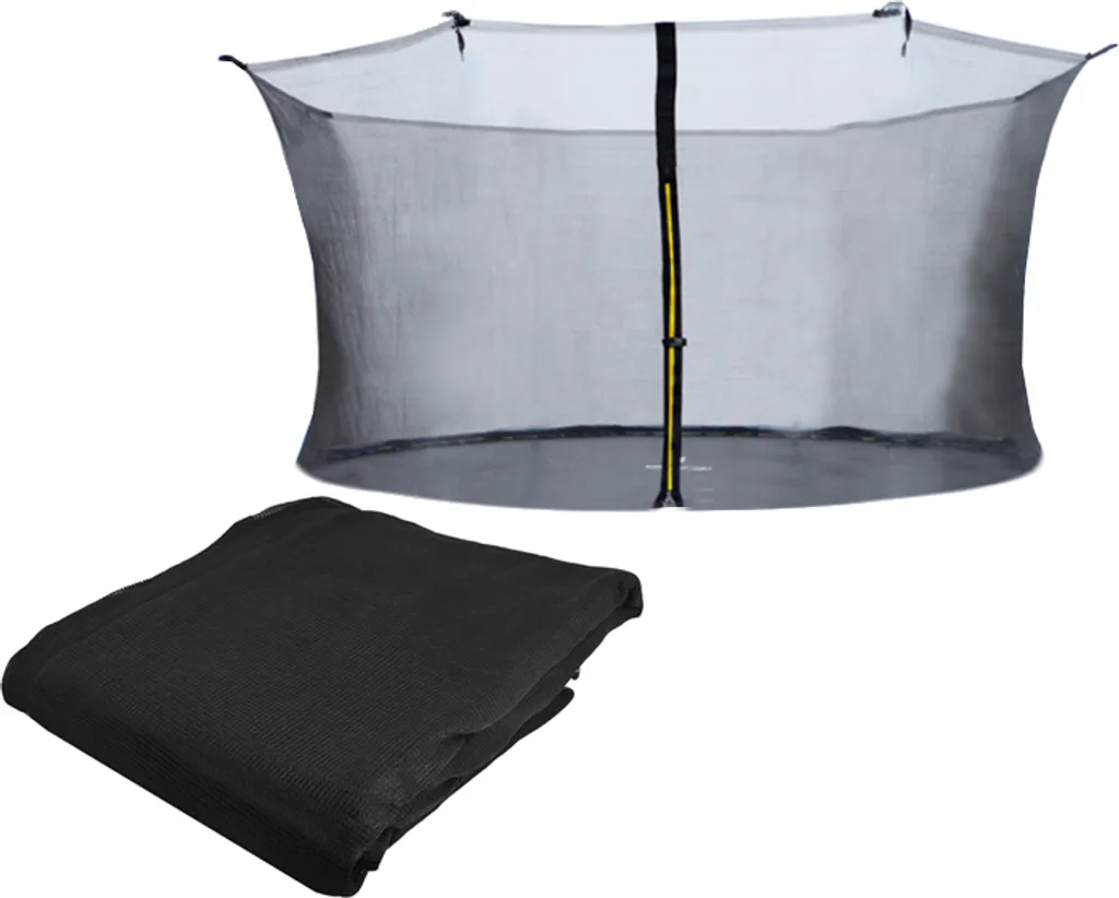 Filet trampoline 404 cm robuste 8 barres, maillage serré haute densité