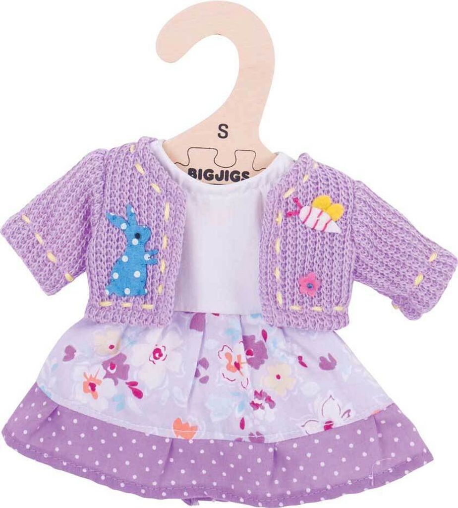 Bigjigs Fliederfarbenes Kleid und Strickjacke Klein
