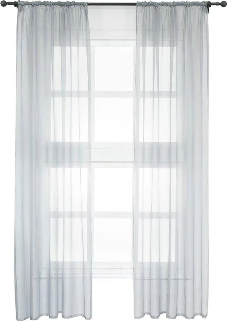 Paire de Rideaux Gris Clair 140x245 cm en Polyester pour Fenêtre et Vitrage