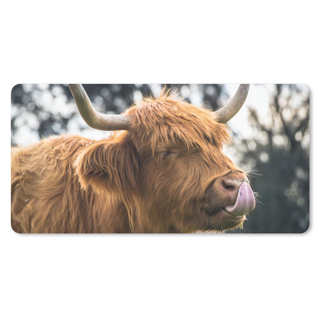 MuchoWow Mauspad Mousepad Schottischer Highlander - Nase - Baum 60x30 cm - Mousepads - Maus Mat - Pad - Mausunterlage - Nachhaltig