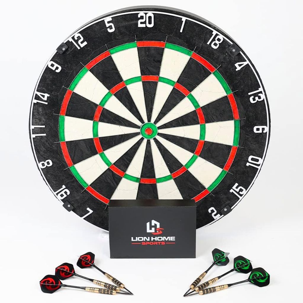 Lion Home Dartscheibe Set 45 cm aus Sisal mit 6 Pfeilen & Produktbild 