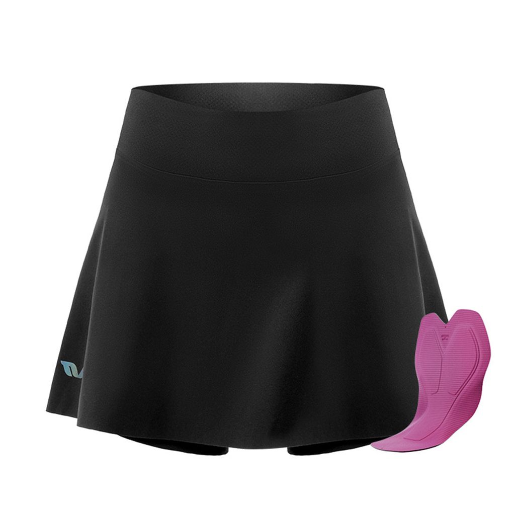 ROCKBROS TVI Fahrradrock Damen Radlerhose 2 in 1 Radsportröcke mitTasche, mit Gepolstert, Schwarz, M