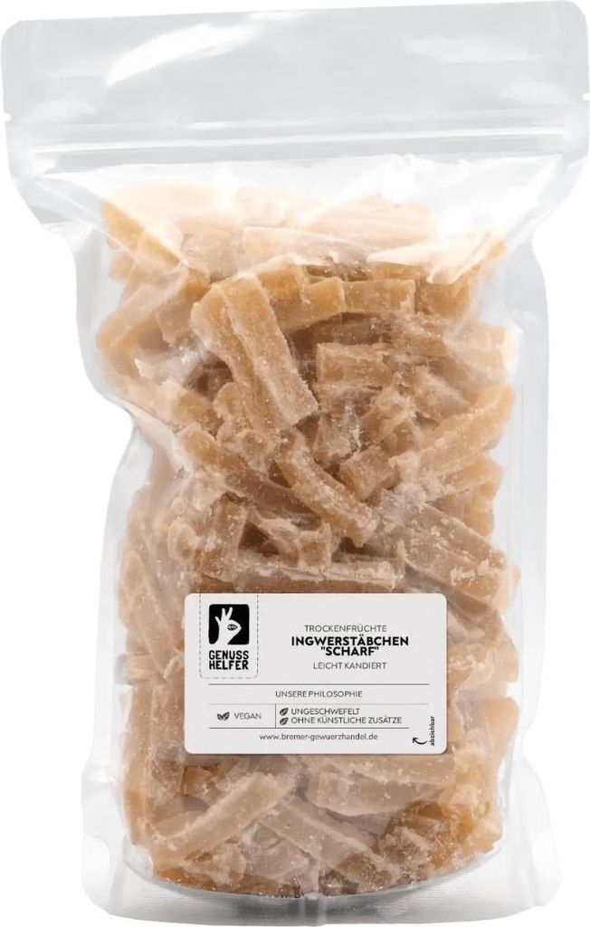 Ingwerstäbchen scharf, kandiert, aromatisch im Geschmack, leckerer Snack, 1kg