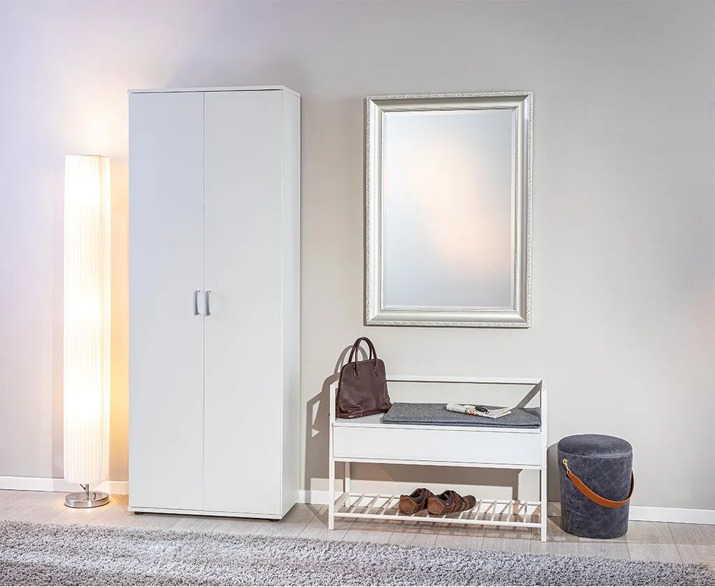 Armoire Blanche Arta avec 5 Tablettes Robustes - Meuble de Rangement Slim - 8