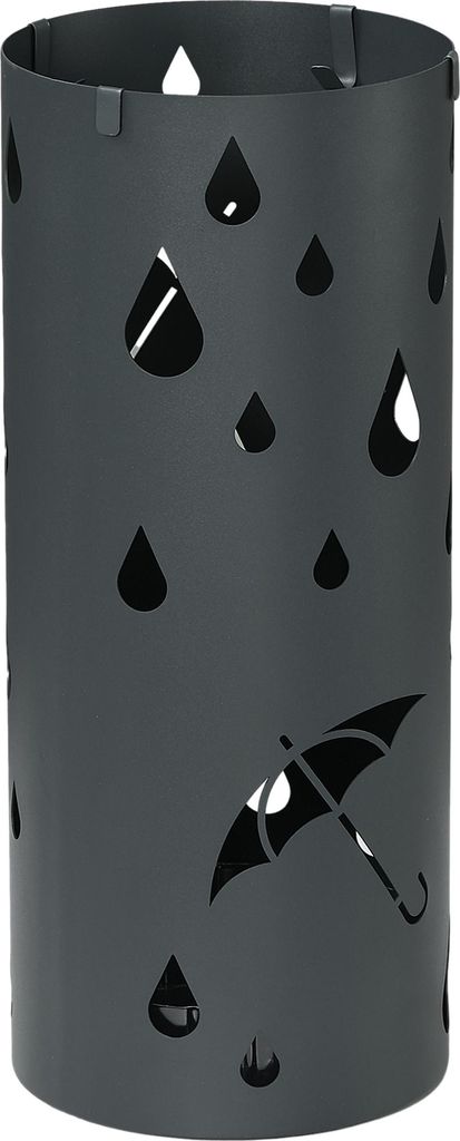 Grauer Regenschirmständer aus Stahl, Säulenform 17x41 cm mit abnehmbarem Bodenfach