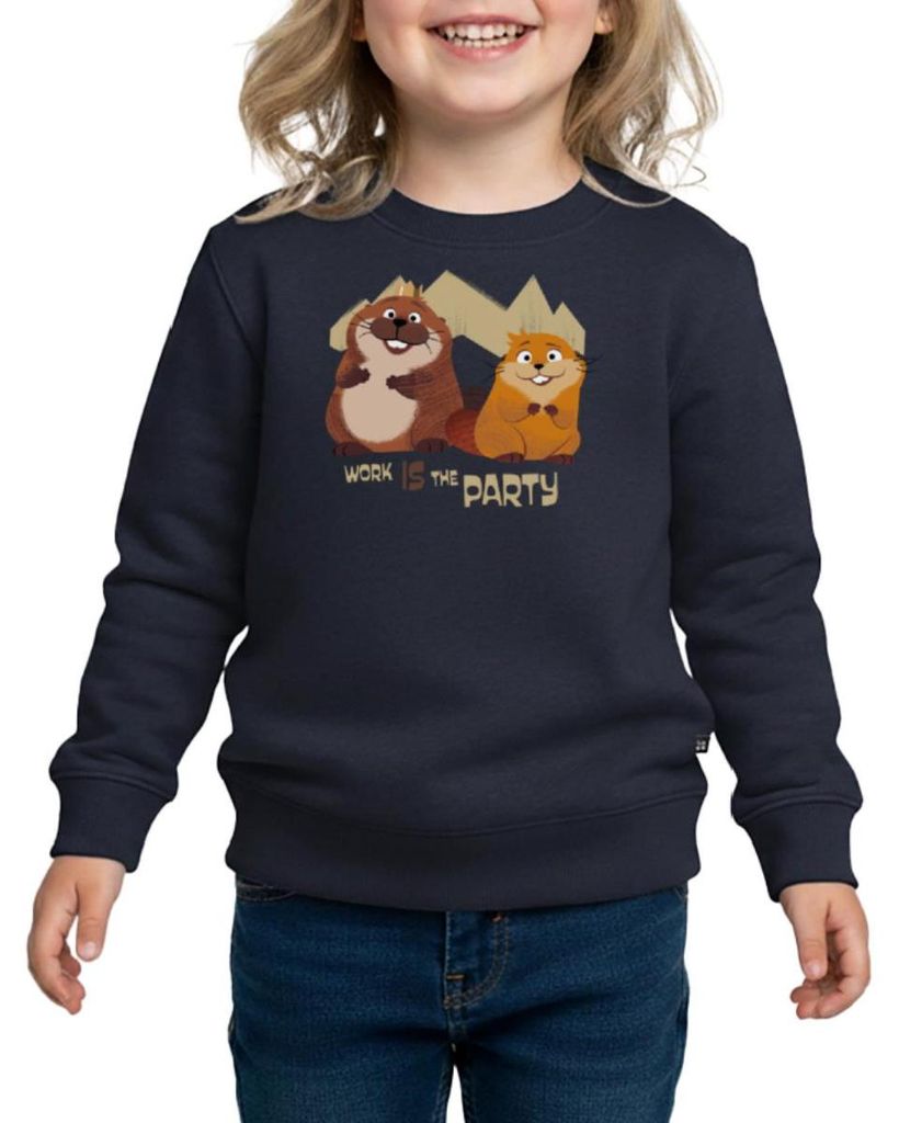 Spreadshirt Hoppers Bieber Work Is The Party Kinder Premium Pullover, 146/152 (10 Jahre), Navy