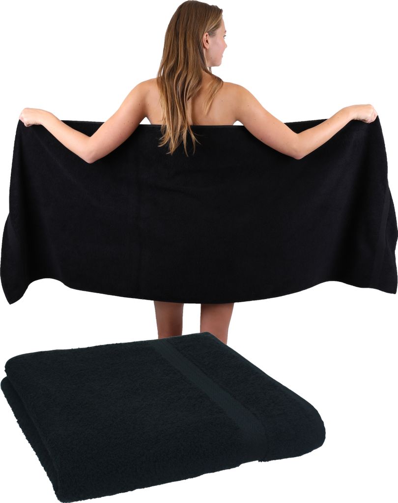 Betz 2 Stück Saunatücher 70 x 200 cm PREMIUM 100% Baumwolle Badetuch Liegetuch Strandtuch Farbe: schwarz