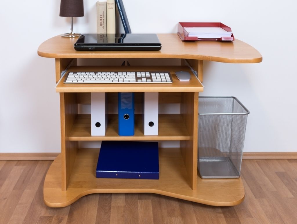 Schreibtisch Kiefer massiv Vollholz Erlefarben Junco 197 - Abmessungen: 75 x 100 x 60 cm (H x B x T)