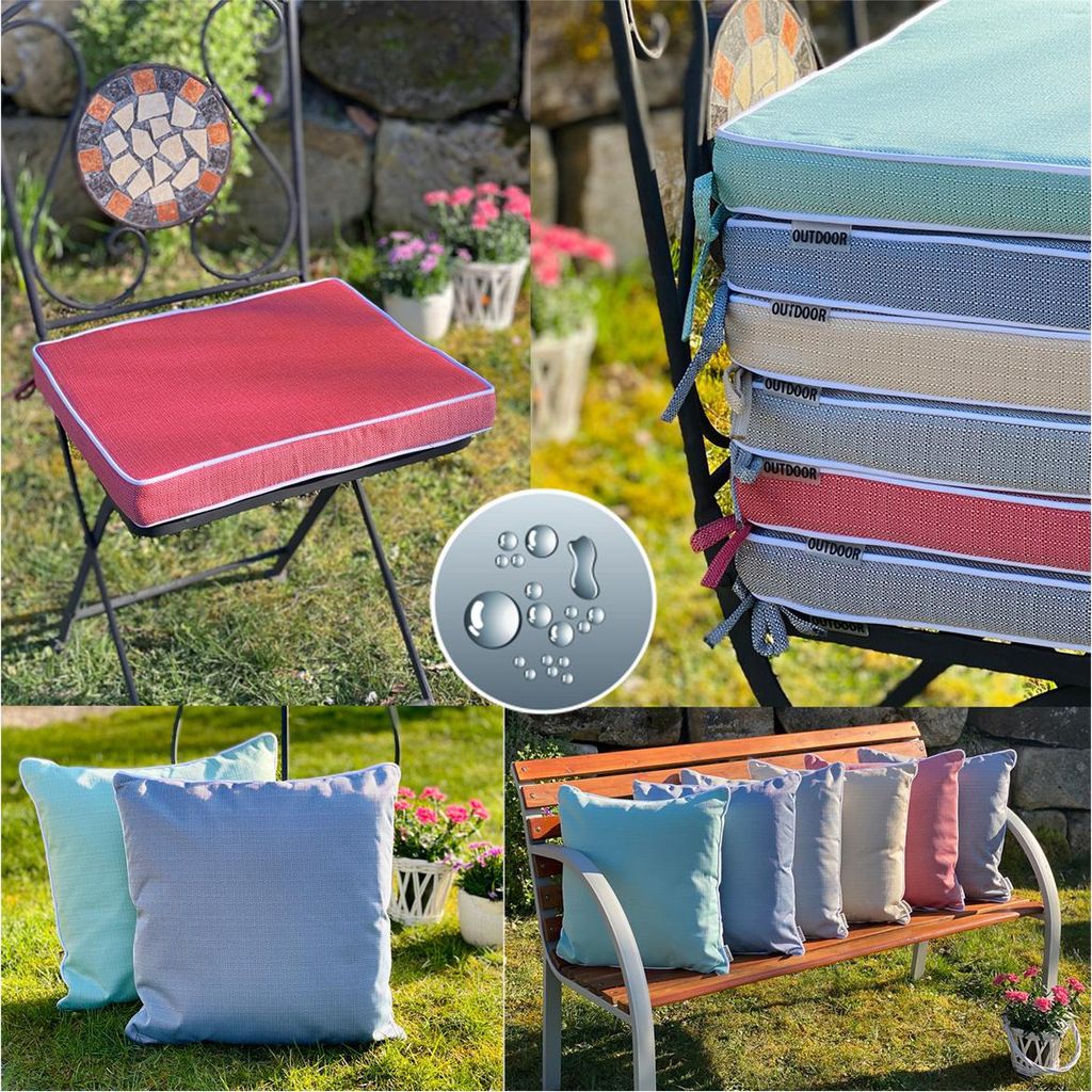 heimtexland Outdoor Deko Kissen Sitzkissen Lotus Effekt Wasserabweisend Outdoorkissen Garten Stuhl Polster Typ676 Rückenkissen 45x45 cm dunkelgrau