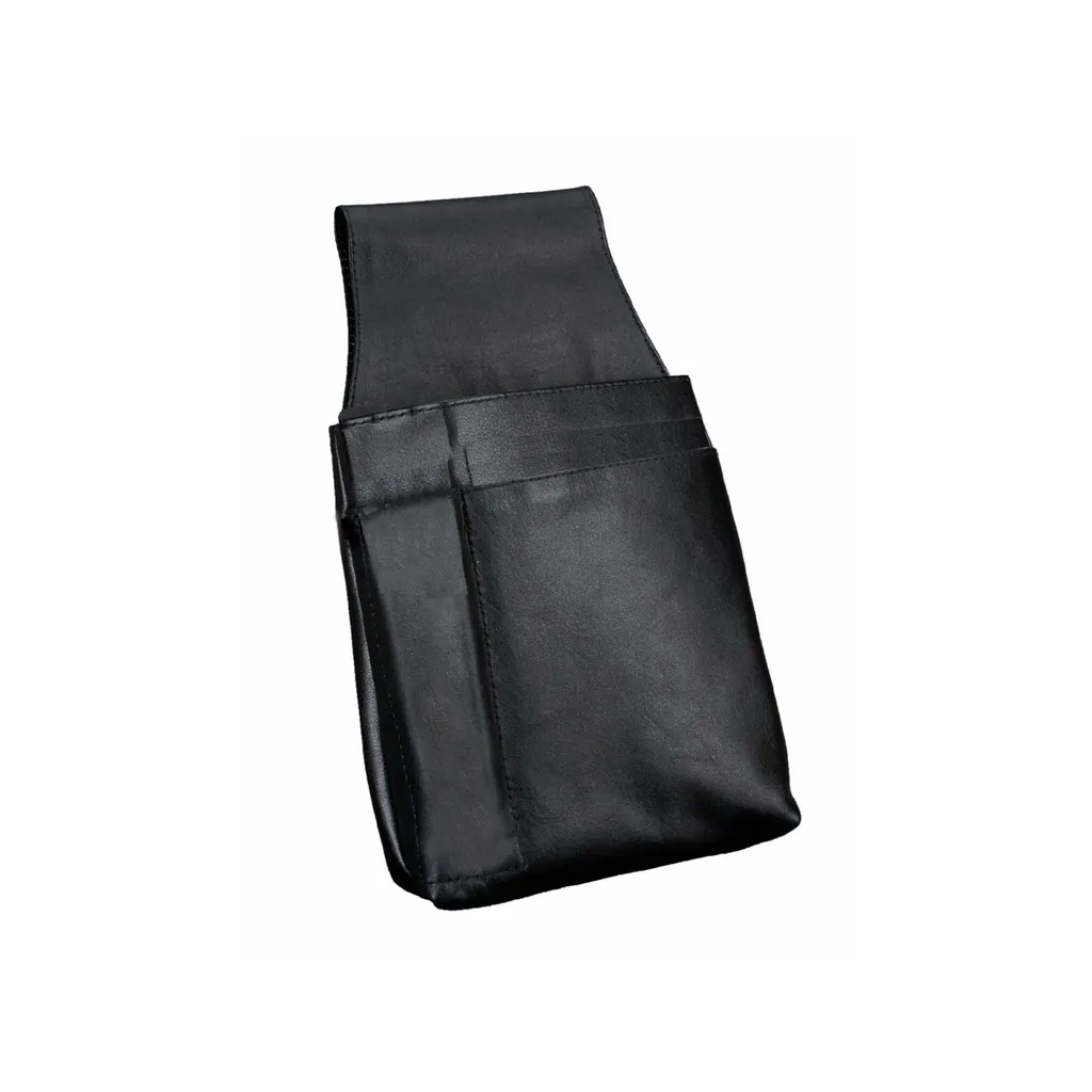 Sacoche Serveur en Cuir Nappa Noir Alassio - Grande Capacité et Souplesse