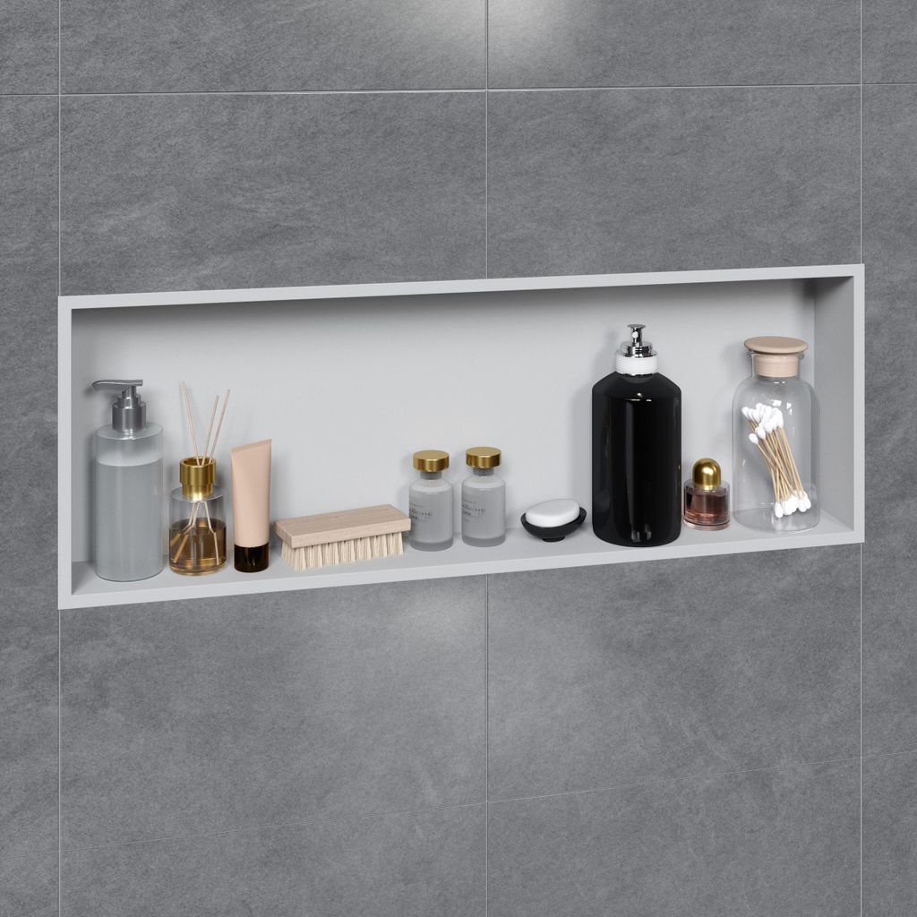 VILSTEIN Duschnische 30x90 cm | Aufputz | Wandnische Weiß | Duschregal